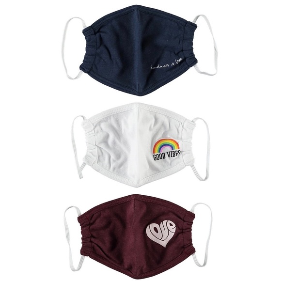 new SOTM ☻︎ Set of 3 Reversible Face Masks ☻︎ Wine White Navy ☻︎ Love Good Vibes - Picture 12 of 13